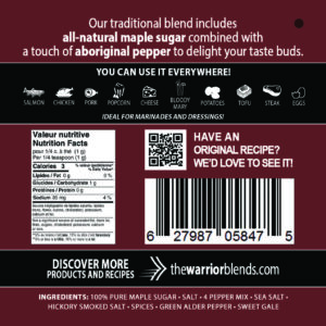 Traditional Warriors Spice Blend Label