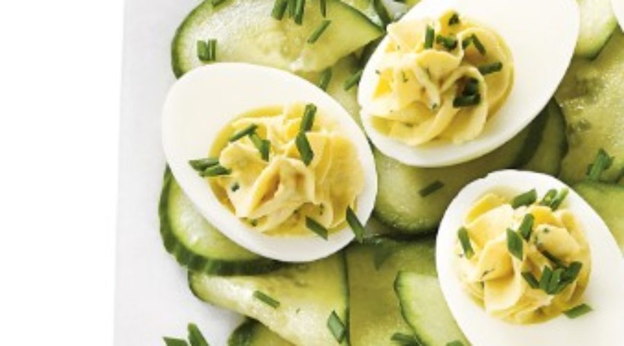 Tomahawk Deviled Eggs and Cucumber Salad