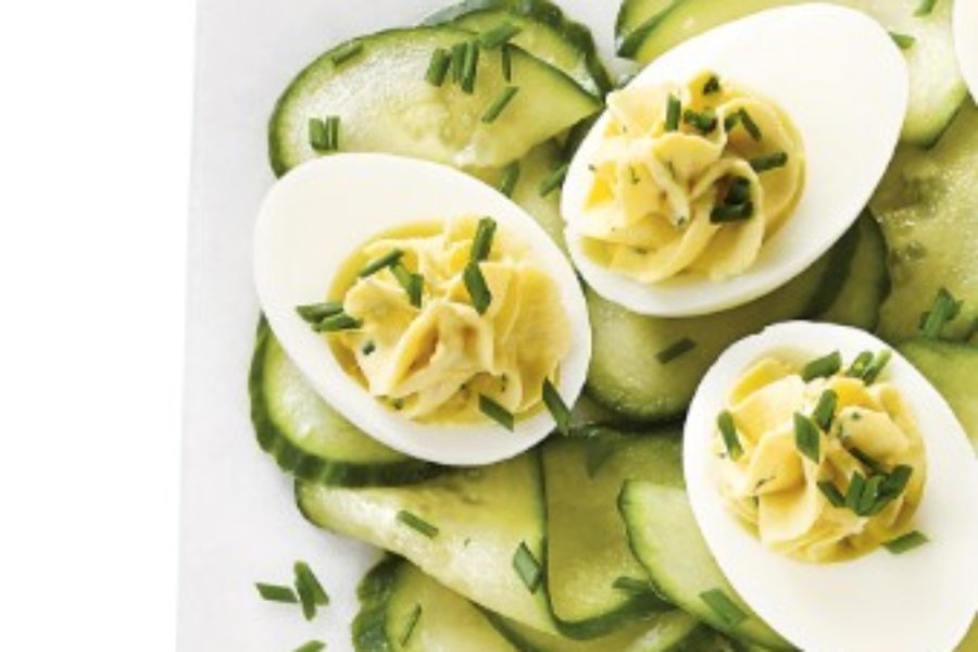 Tomahawk Deviled Eggs and Cucumber Salad