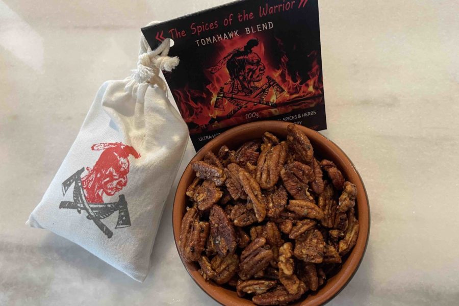 Sweet and Spicy Bourbon Candied Pecans